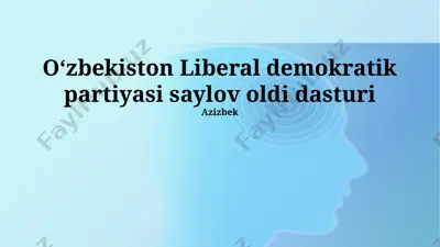 o‘zbekiston liberal demokratik partiyasi saylovoldi dasturi — PPTX