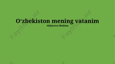 oʻzbekiston mening vatanim — PPTX