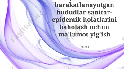 qo’shinlar harakatlanayotgan hududlar sanitar-epidemik holatlarini baholash uchun ma’lumot yig’ish — PPTX