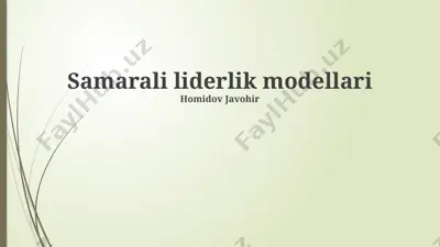 samarali liderlik modellari — PPTX