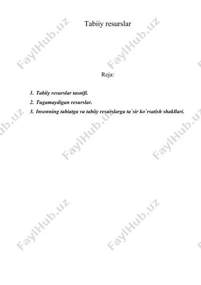 tabiiy resurslar — DOC