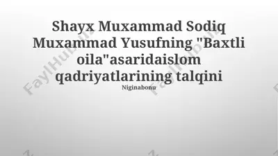 “baxtli oila” asari tahlili taqdimoti — PPTX
