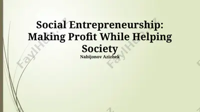 social entrepreneurship: making profit while helping society — PPTX