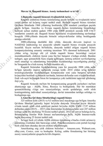 mavzu 14. raqamli biznes. asosiy tushunchasi va ta’rifi — DOCX