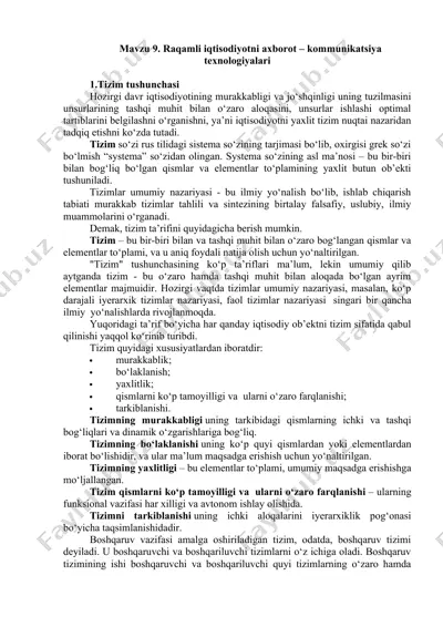 raqamli iqtisodiyotni axborot-kommunikatsiya texnologiyalari taqdimoti — DOCX