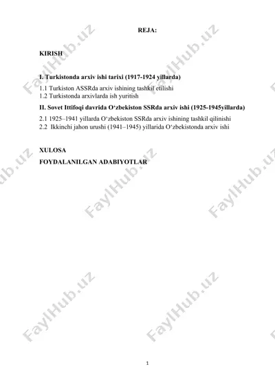 turkistonda arxiv ishi tarixi (1917–1924 yy.) — DOCX