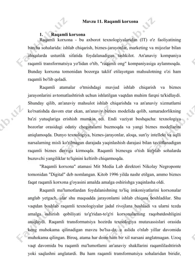 raqamli korxona — DOCX