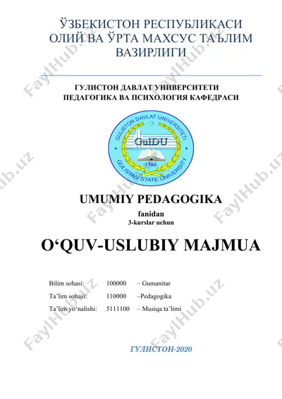 umumiy pedagogika o‘quv-uslubiy majmua — DOCX