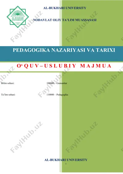 o‘quv-uslubiy majmuа “pedagogika nazariyasi va tarixi” — DOCX