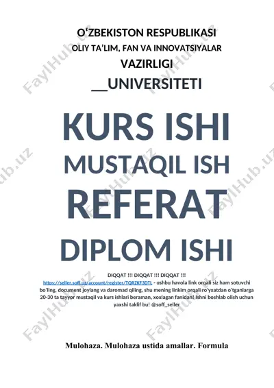 kurs ishi: matematik mantiq – mulohazalar va ularda mantiqiy amallar — DOCX
