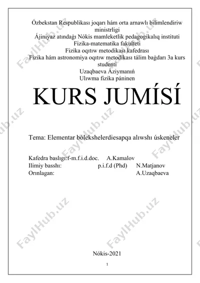 elementar bo‘lekshelerni hisobga olish uskunalari bo‘yicha kurs ishi — DOCX