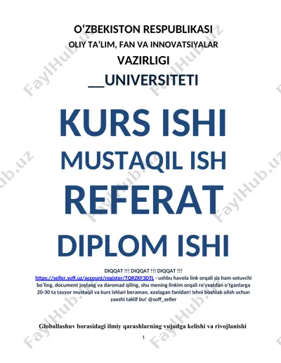 globallashuv asoslari (referat) — DOCX