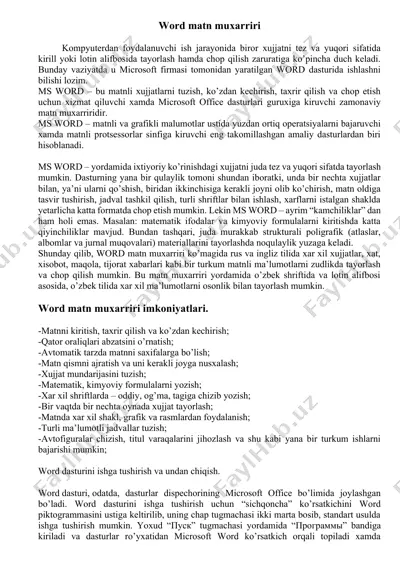ms word matn muxarriri — DOCX
