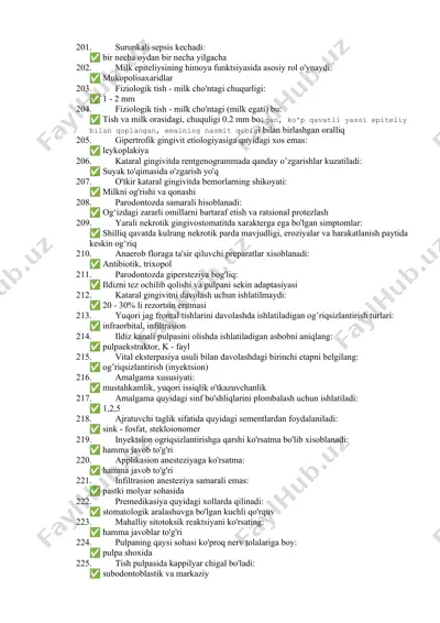 stomatologiya kasalliklari va davolash bo‘yicha savol-javob to‘plami — DOCX