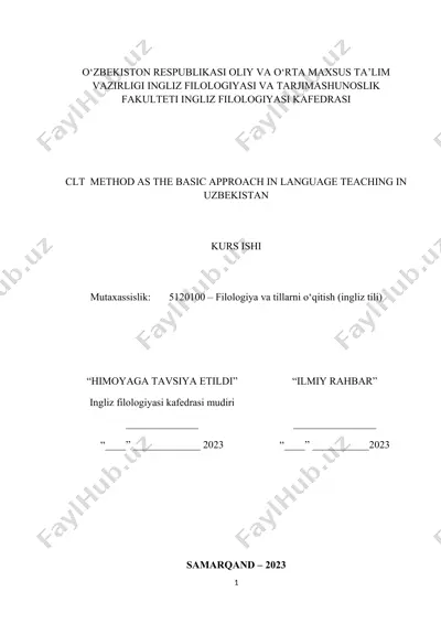 clt method as the basic approach in language teaching in uzbekistan — DOCX