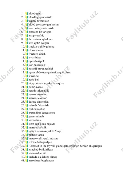 tibbiyot terminlari lugʻati (inglizcha–oʻzbekcha) — DOCX