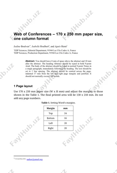 web of conferences maqola formatlash shabloni — DOCX