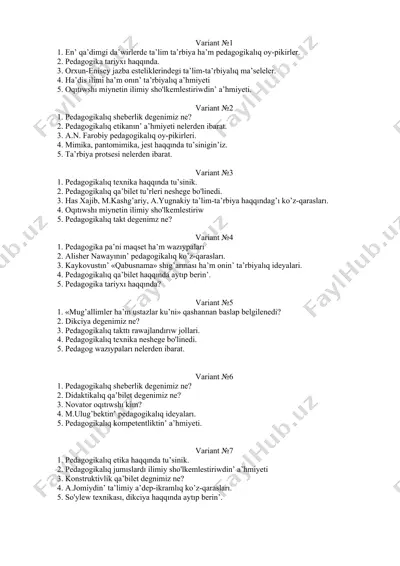 pedagogika taqdimotlari variantlari to‘plami — DOCX