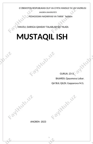 darsga qo‘yiladigan talablar — DOCX