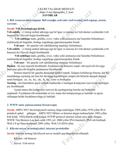 veb-texnologiyalarga kirish va html asoslari — DOCX