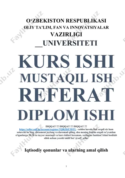 iqtisodiy qonunlar va ularning amal qilish mexanizmi — DOCX