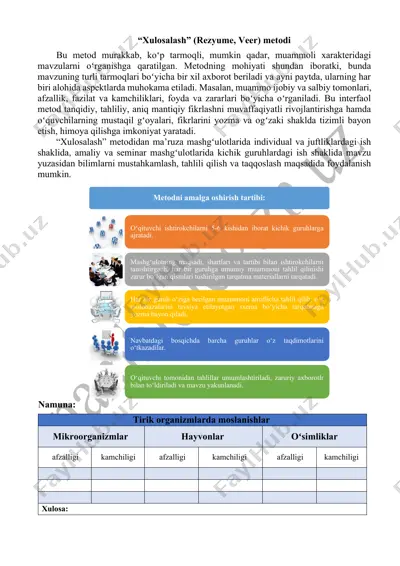 “xulosalash” (rezyume, veer) metodi — DOCX