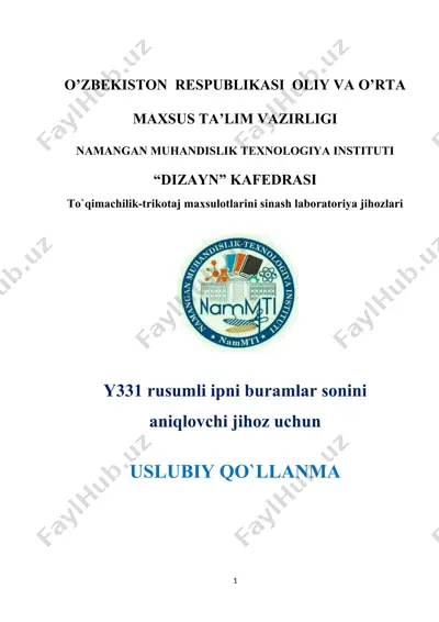 y331 rusumli ipni buramlar sonini aniqlovchi jihoz — DOCX