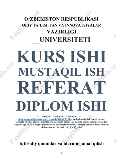 iqtisodiy qonunlar va ularning amal qilish mexanizmi — DOCX