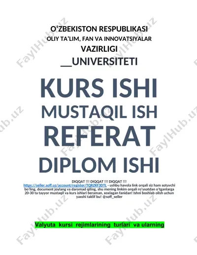 valyuta kursi rejimlarining turlari va ularning makroiqtisodiy samaradorligi — DOCX