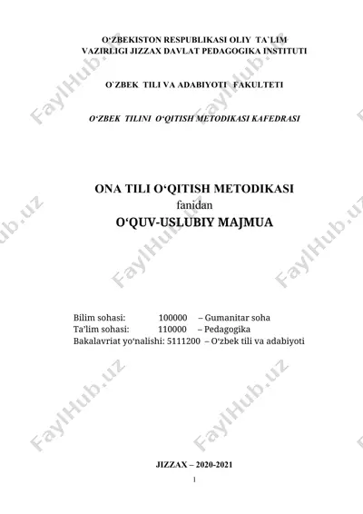 o‘quv-uslubiy majmua: ona tili o‘qitish metodikasi — DOCX