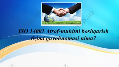iso 14001 atrof-muhitni boshqarish tizimi guvohnomasi nima — PPTX