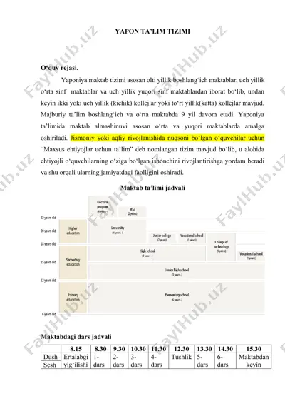 yapon ta’lim tizimi — DOCX