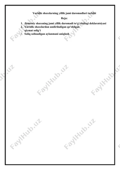 yuridik shaxslarning yillik jami daromadlari tarkibi — DOCX