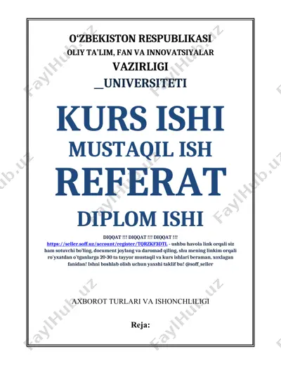 axborot turlari va ishonchliligi — DOCX