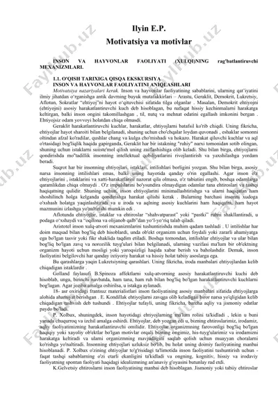 motivatsiya va motivlar — DOCX