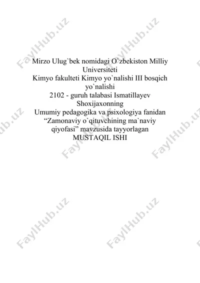 zamonaviy o‘qituvchining ma’naviy qiyofasi (mustaqil ish) — DOCX
