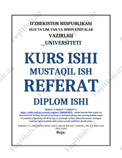 kirish va chiqarish moslamalari qurilish tamoyillari va ishlash printsipi — DOCX