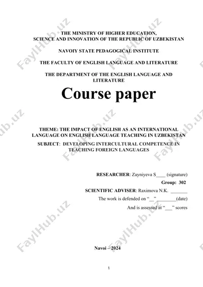 course paper: the impact of english as an international language on english language teaching in uzbekistan — DOCX