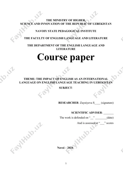 the impact of english as an international language on english language teaching in uzbekistan — DOCX