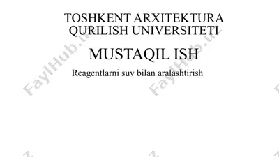 reagentlarni suv bilan aralashtirish — PPTX