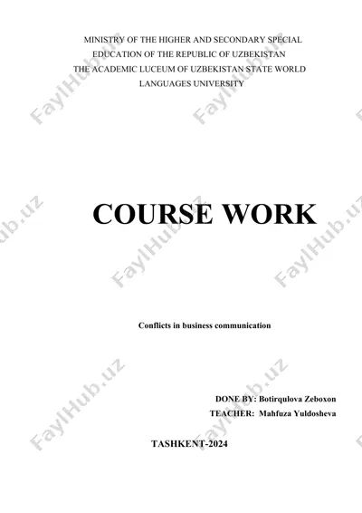 conflicts in business communication — DOCX