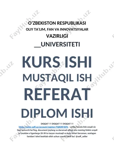 kurs ishi: azot, arsen, natriy gidrokarbonat va bor birikmalari tahlili — DOCX