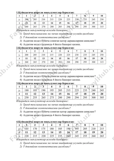 vaqt qatorlari trendi va additiv model bo‘yicha amaliy ish — DOCX