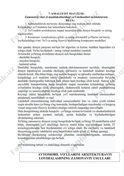 zamonaviy chet el mamlakatlaridagi yo’l inshootlari arxitekturasi — DOCX