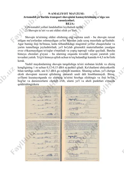avtomobil yo’llarida transport shovqinini kamaytirishning o’ziga xos xususiyatlari — DOCX