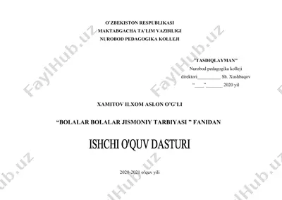 bolalar jismoniy tarbiyasi fanidan ishchi o‘quv dasturi — DOCX