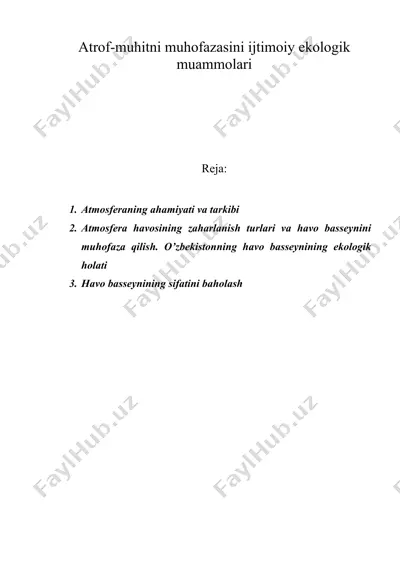 atrof-muhitni muhofazasini ijtimoiy ekologik muammolari — DOC