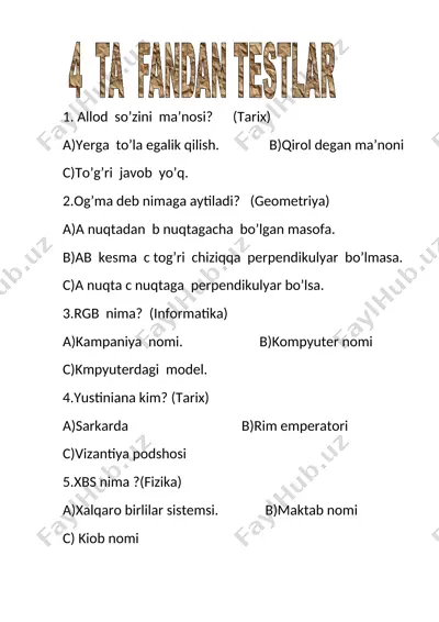 mantiqiy savollar toʻplami — DOCX
