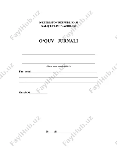 o‘quv jurnali yuritish ko‘rsatmasi — DOCX