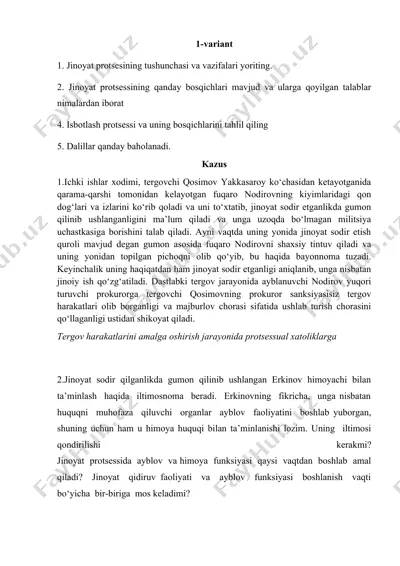 jinoyat protsessiga oid amaliy ishlar to‘plami — DOCX